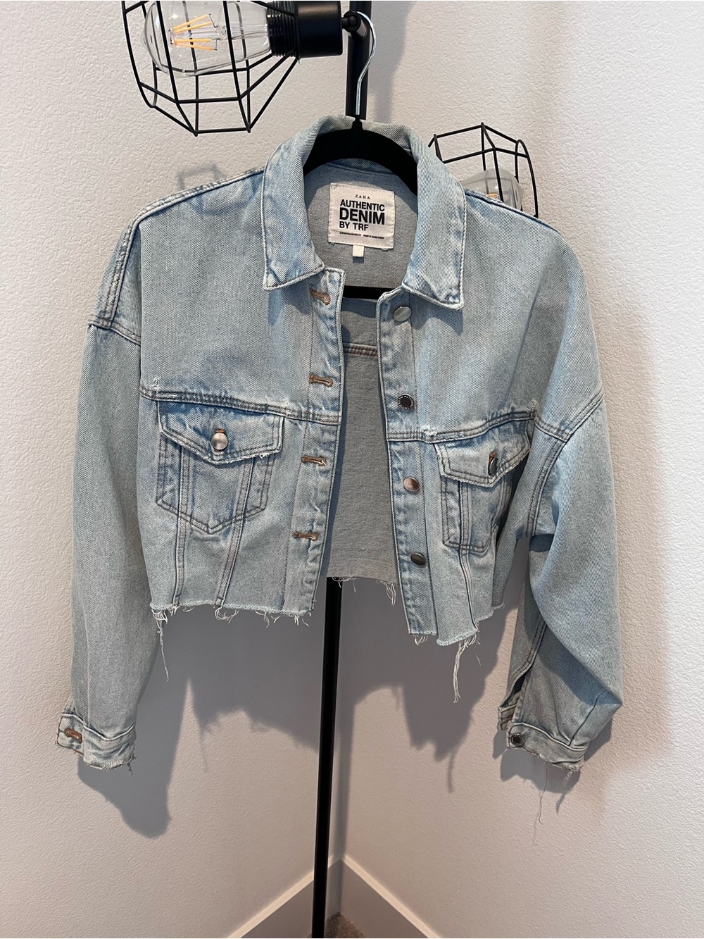 Zara Light Denim Cropped Jean Jacket